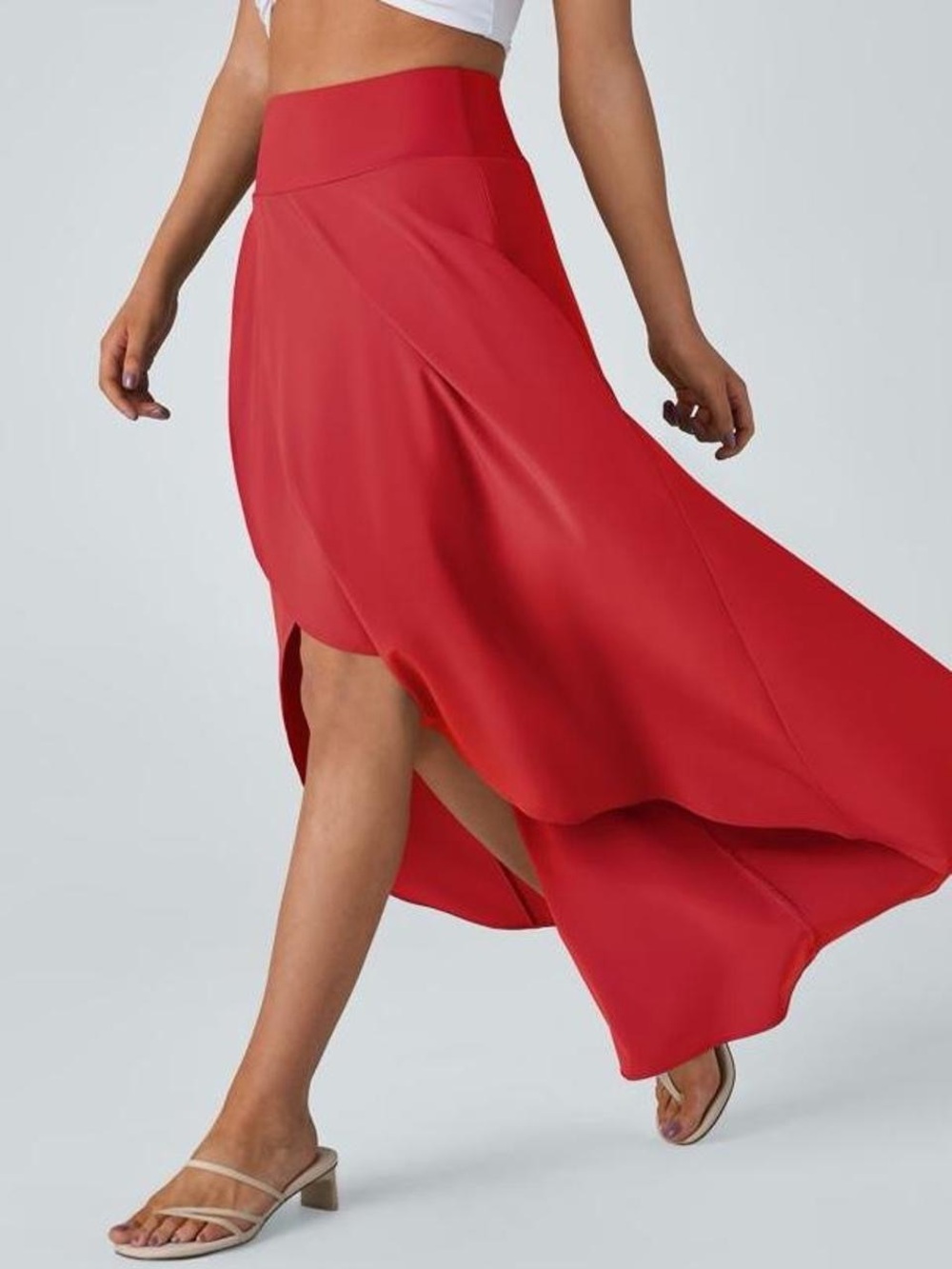 Halara Breezeful™ High-Waisted High-Low 2-in-1 Maxi Skirt - Red - Size Small